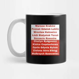 Polish Flag Colors with Cities Mug